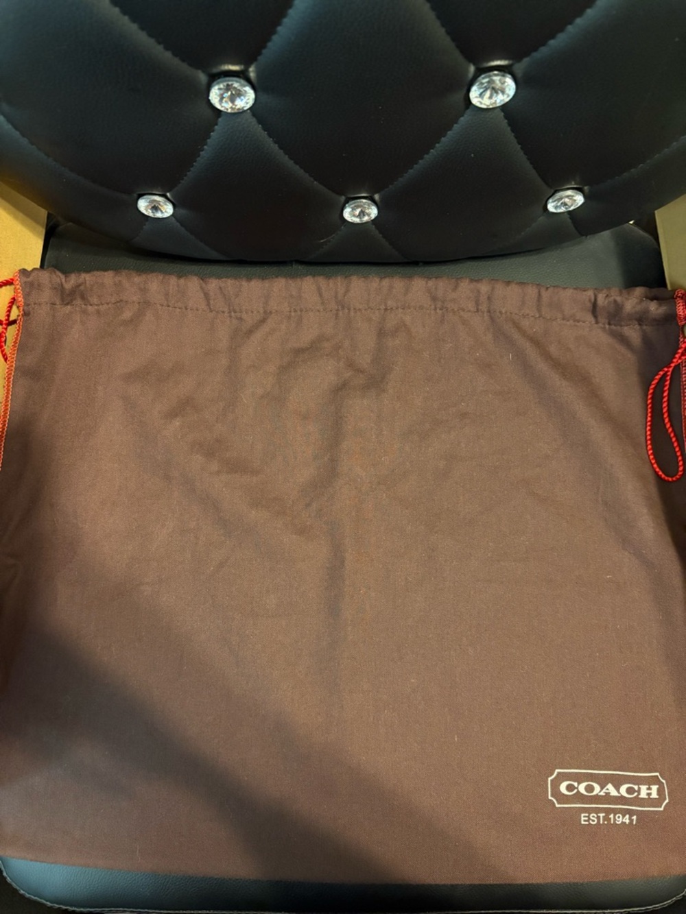 Coach Brown Dust Bag with Red Drawstrings